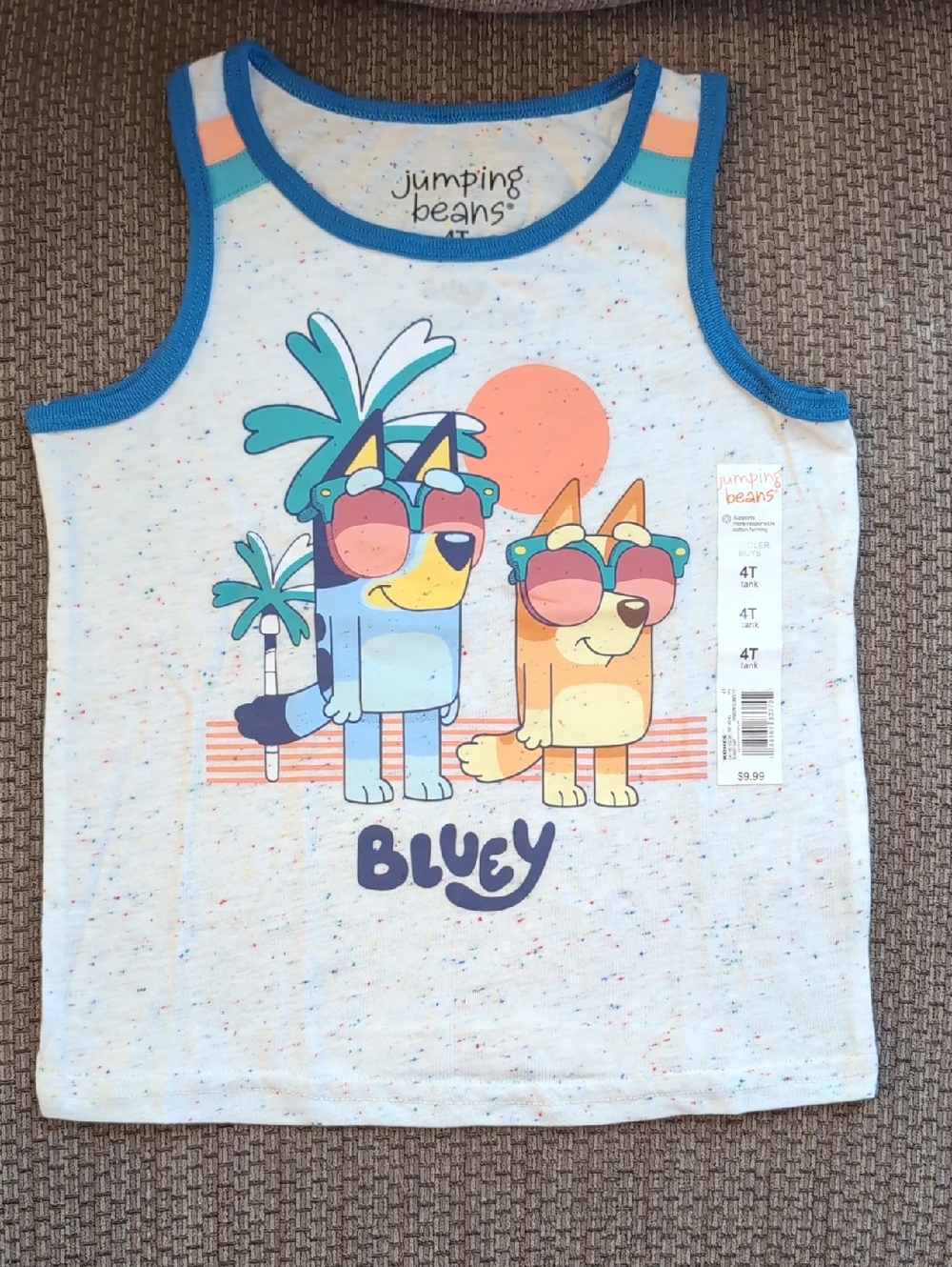 Jumping Beans Bluey Graphic Tank Top - Light Heather With Color Specks